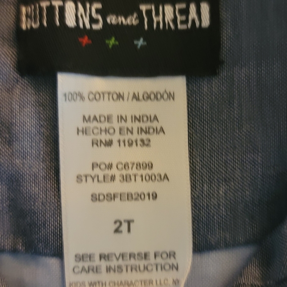 Buttons and Threads button-down Dress shirt blue two toned Short Sleeved Sleeves - Picture 3 of 6